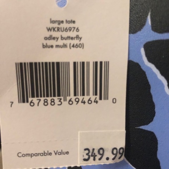 NWT - Kate Spade Adley Blue Butterfly Large Tote Shoulder Bag - Picture 4 of 4
